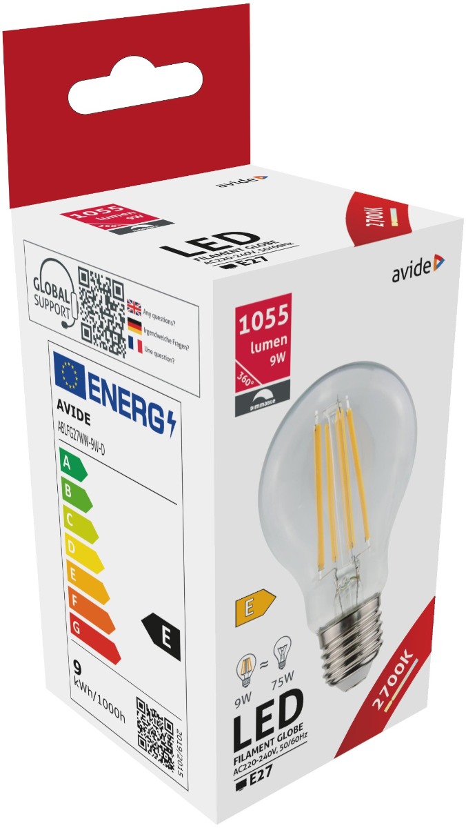ablfg27ww-9w-d_avide-led-filament-globe-9w-fenyeroszabalyzos-e27-360_-ww-2700k Avide LED Filament Κοινή 9W E27 360° Θερμό 2700K Υψηλής Φωτεινότητας Ντιμαριζόμενο - Image 1