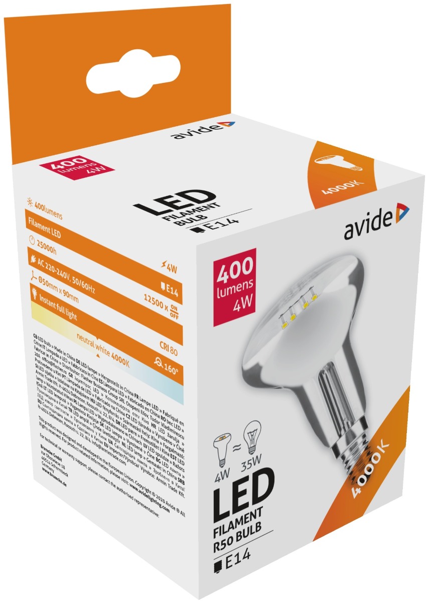 ablfr50nw-4w_avide-led-filament-r50-4w-e14-160_-nw-4000k Avide LED Filament R50 4W E14 160° Λευκό 4000K - Image 1