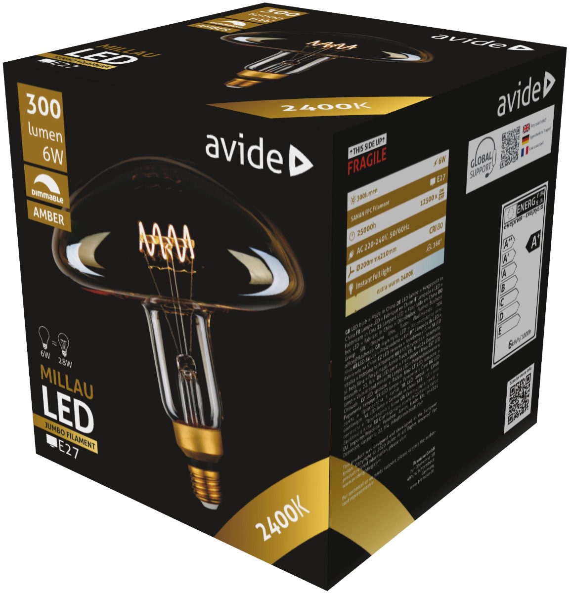 abljfa-6w-mil_avide-led-jumbo-filament-millau-200x210mm-amber-6w-e27-2400k-dimmable Avide LED Jumbo Millau 6W E27 2400K Ντιμαριζόμενο 200x210mm - Image 1