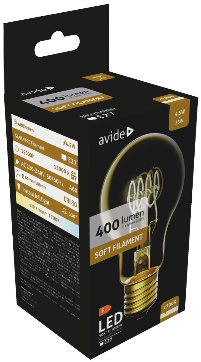 ablsfg27ew-45w_avide-led-soft-filament-globe-45w-e27-120_-ew-2700k Avide LED Soft Filament 4.5W E27 120° 2700K - Image 1