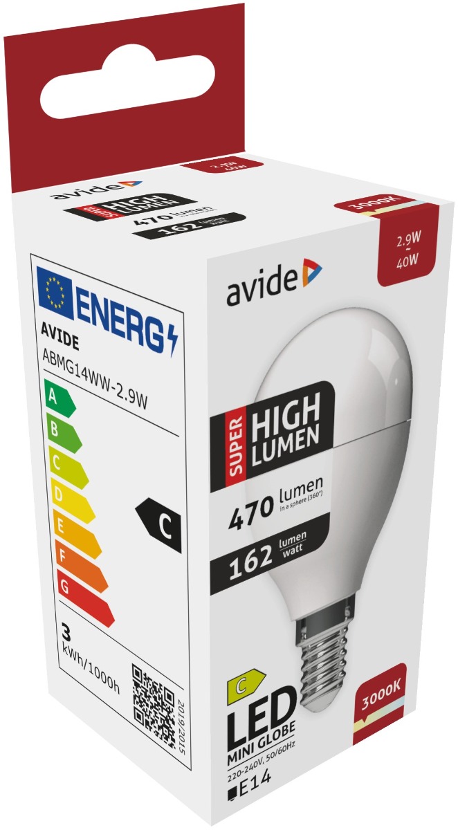 abmg14ww-29w_avide-led-globe-mini-g45-29w-e14-ww-3000k-super-high-lumen Avide LED Σφαιρική G45 2.9W E14 Θερμό 3000K Super Υψηλής Φωτεινότητας - Image 1