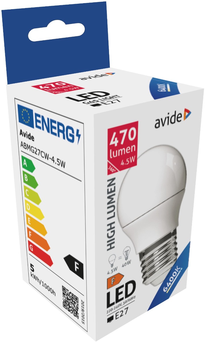 abmg27cw-45w_avide-led-globe-mini-g45-45w-e27-cw-6400k Avide LED Σφαιρική G45 4.5W E27 Ψυχρό 6400K - Image 1
