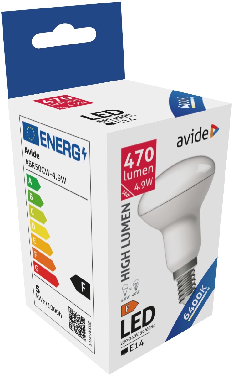 abr50cw-49w_avide-led-r50-49w-e14-cw-6400k Avide LED R50 4.9W E14 Ψυχρό 6400K - Image 1