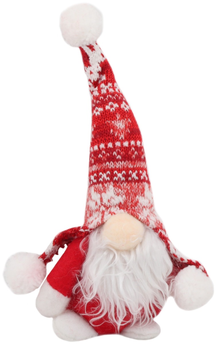 acg24rwm_artezan-karacsonyi-gnom-24cm-piros-feher-motivumos Artezan Χριστουγεννιάτικος Νάνος 24εκ Άσπρος με Κόκκινο - Image 1