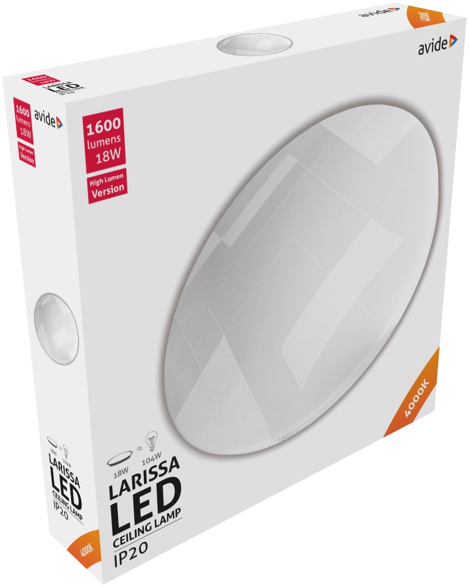 aclo33nw-18w-lar_avide-led-mennyezeti-lampa-larissa-18w-325_65mm-nw-4000k_2 Avide LED Μοντέρνα Πλαφονιέρα Οροφής Larissa 18W 325*65.0mm Λευκό 4000K - Image 1