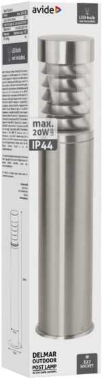 Avide Εξωτερικό Φωτιστικό Κήπου Delmar 1xE27 500mm IP44 Σατέν Νίκελ - Image 2