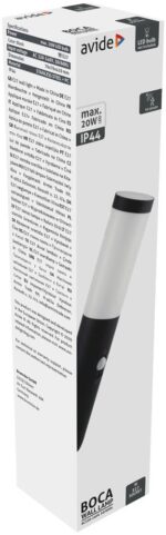 Avide Φωτιστικό τοίχου εξωτερικού χώρου Boca 1xE27 PIR IP44 Μαύρο - Image 3