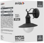 Avide Εξωτερικό Φωτιστικό Τοίχου Imperial 1xE27 IP44 Μαύρο - Image 2