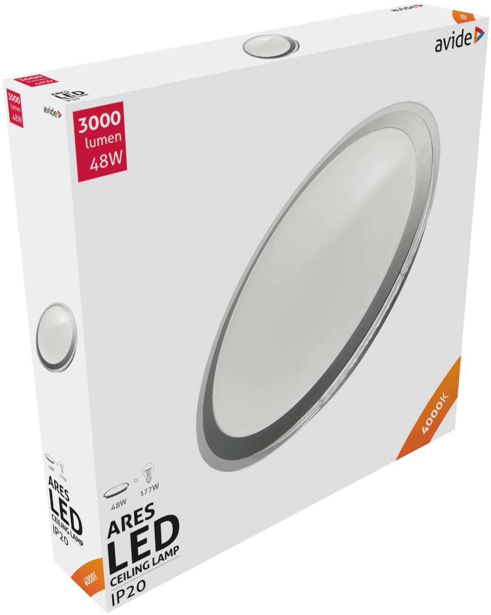 ar0 Avide LED Μοντέρνα Πλαφονιέρα Οροφής Ares 48W Λευκό 4000K - Image 1