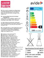 Avide Λάμπα Υπερύθρων R95 E27 100W Κόκκινο - Image 3