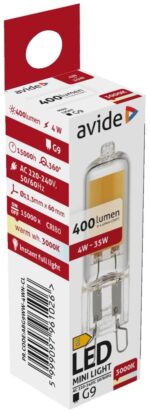 Avide LED Λαμπτήρας 4W G9 COB WW 3000K
