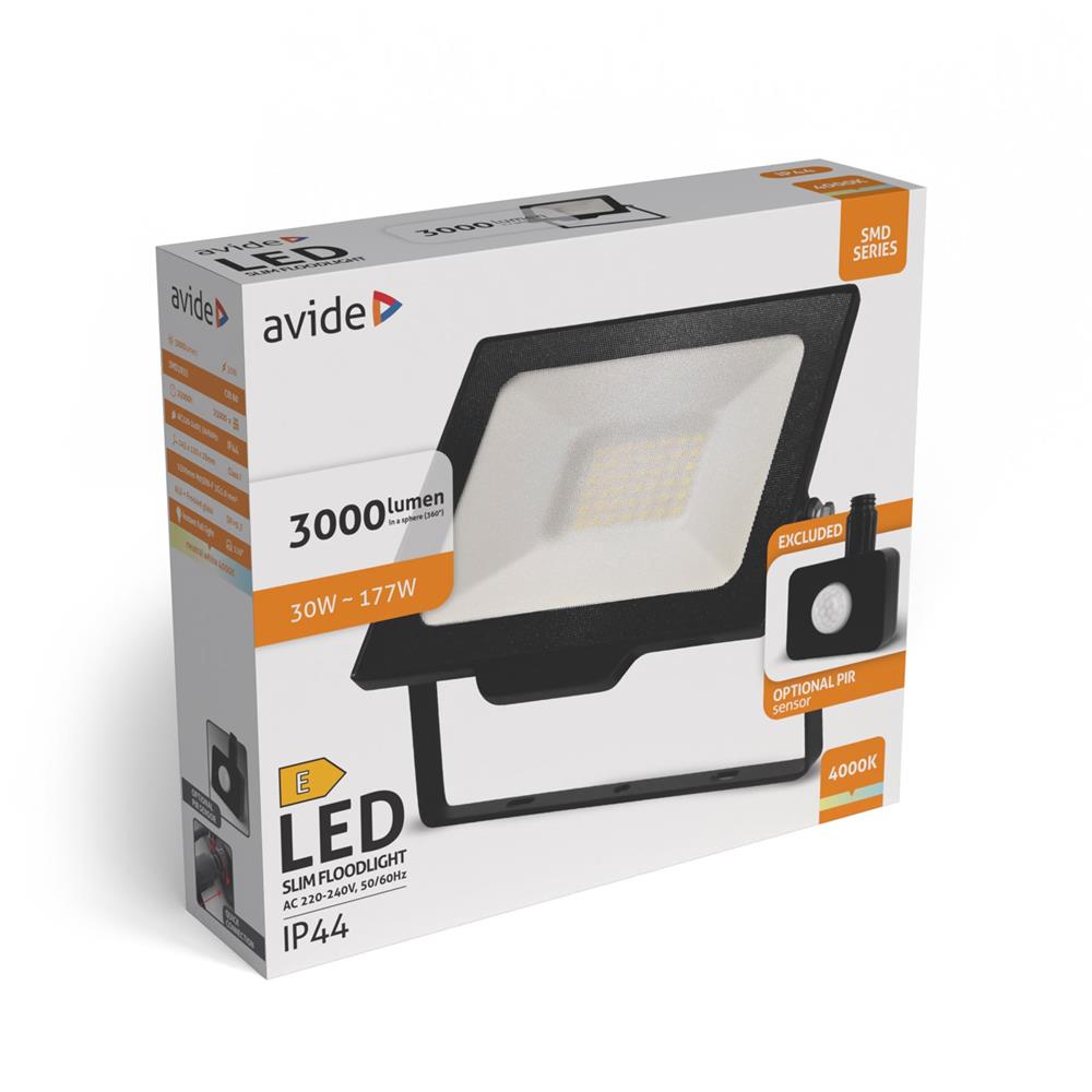 avide_led_flood_light_smd_30w_nw_4000k_opt.pir_2 Avide Προβολέας LED SMD 30W NW 4000K με Προαιρετικό PIR - Image 1