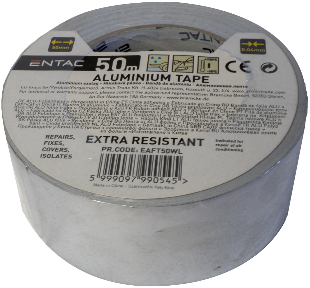 eaft50wl_entac-alu-szalag-004x50mm-50m Entac Ταινία Αυτοκόλλητη Αλουμινίου 0.04x50mm 50m - Image 1