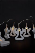 Entac Χριστουγεννιάτικα Εσωτερικά Ξύλινα Αγγελλάκια 10 LED Θερμό 1μ (2xAA Δεν περιλαμβ.) - Image 2