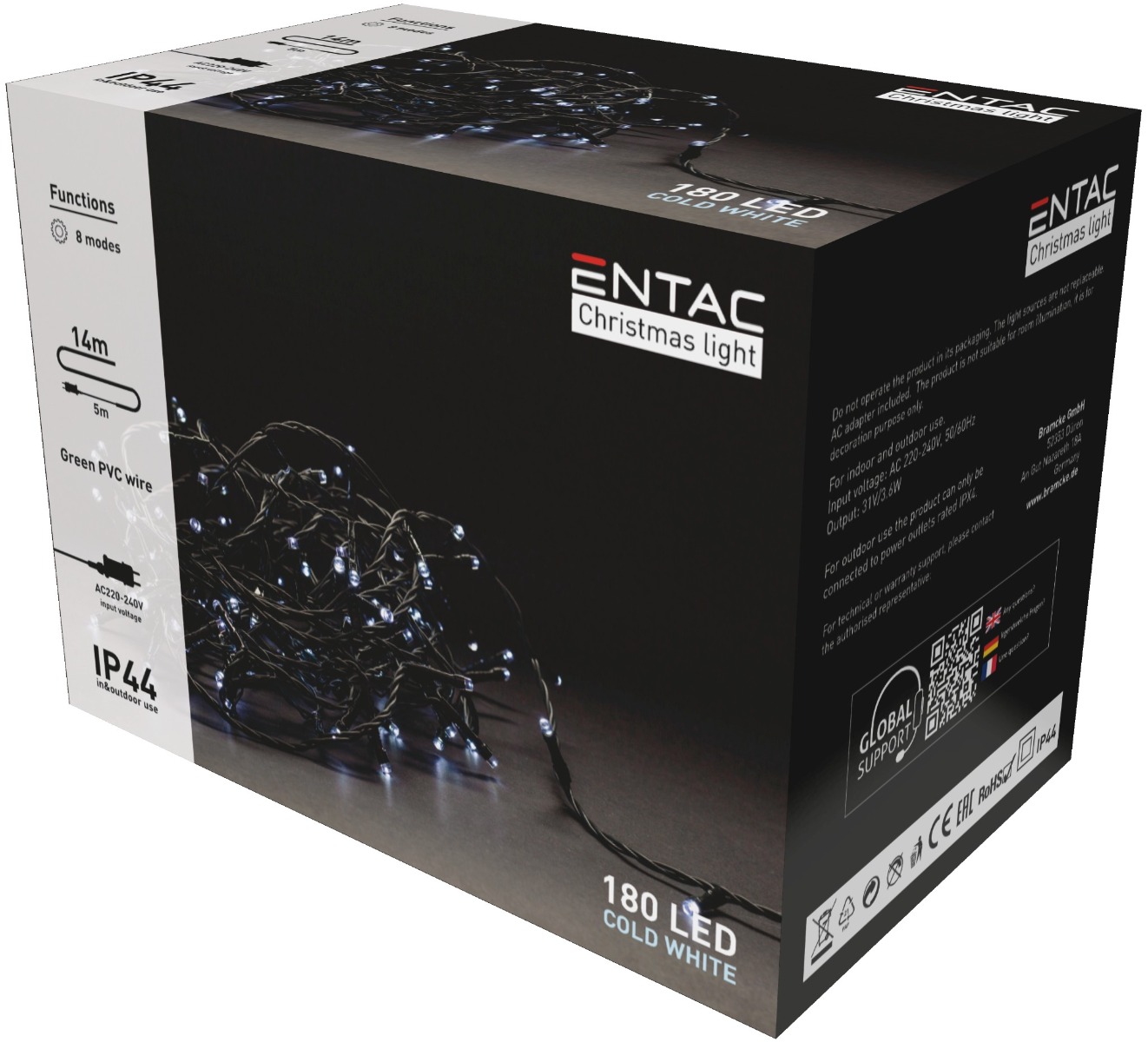 ecl-180-cw_entac-karacsonyi-ip44-180-led-fuzer-cw-14m Entac Χριστουγεννιάτικα Λαμπάκια IP44 180 LED Ψυχρό 14m - Image 1