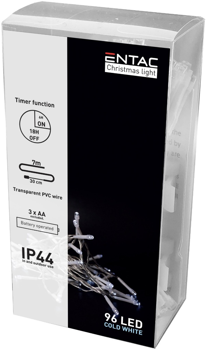 ecl-96cw-t_entac-karacsonyi-ip44-fuzer-96-led-idozitovel-cw-7m-_3aa_ Entac Χριστουγεννιάτικα Λαμπάκια IP44 96 LED με Χρονοδιακόπτη Ψυχρό 7m (3xAA Δεν περιλαμβ.) - Image 1
