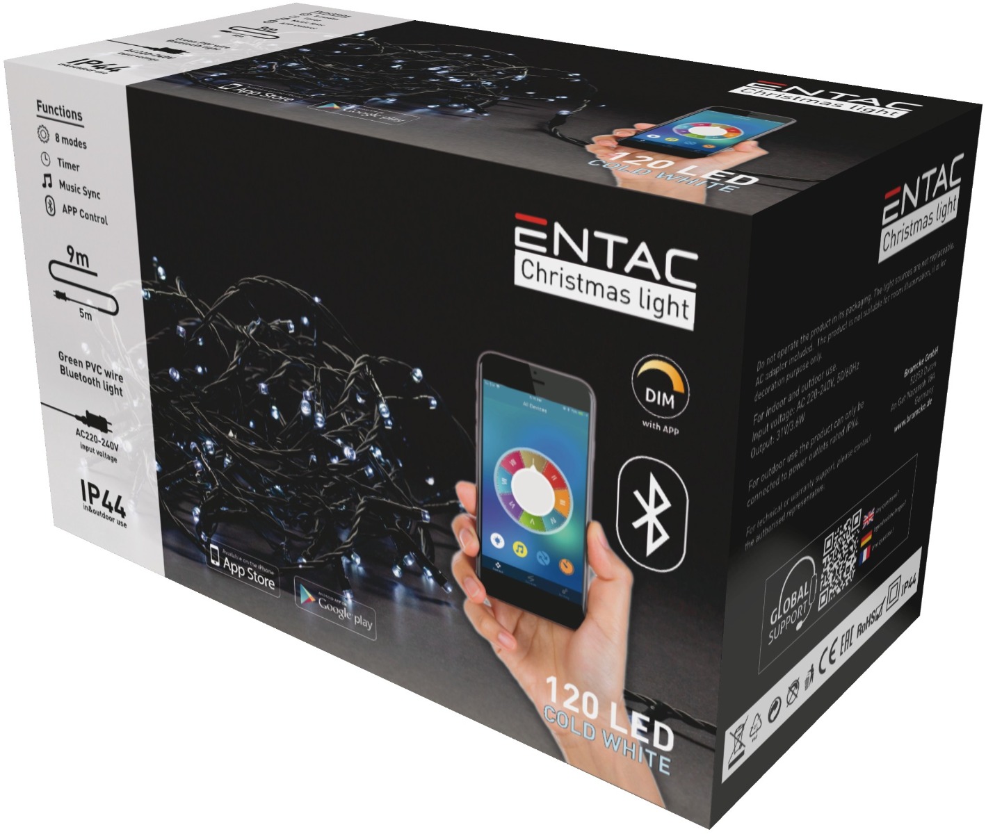 ecl-bt-120cw_entac-karacsonyi-ip44-fenyfuzer-120-led-cw-9m-bt-aplikacio Entac Χριστουγεννιάτικα Λαμπάκια IP44 120 LED Ψυχρό 9m Bluetooth - Image 1