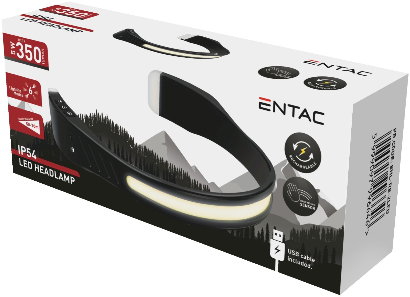 ehl-re-2led_entac-elemlampa-akkumulatoros-led-fejlampa-0x0 Entac Φακός Κεφαλής Επαναφορτιζόμενος LED - Image 1