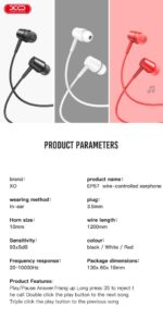 XO EP57 in-ear 3.5mm Handsfree Μαύρο - Image 5