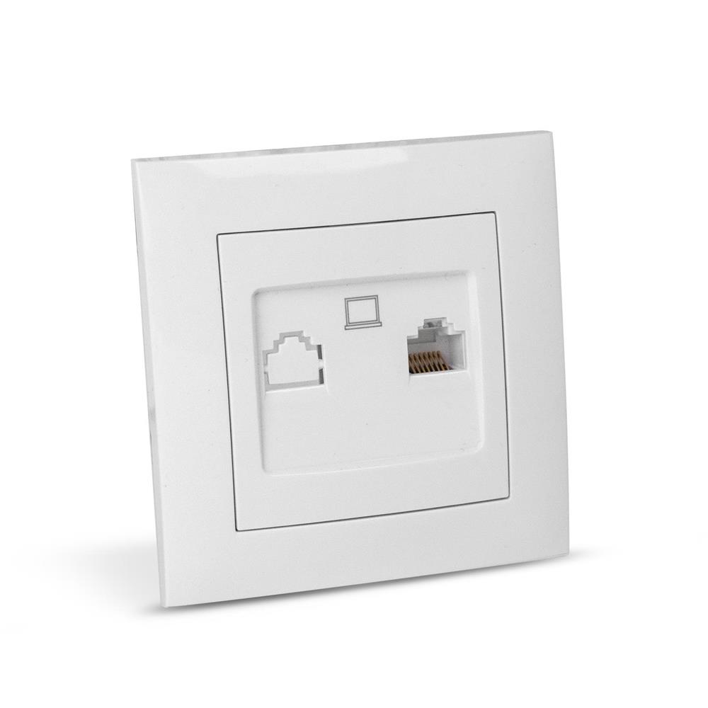 erwls-arn-w Entac Arnold Recessed wall LAN socket Cat5 White - Image 1