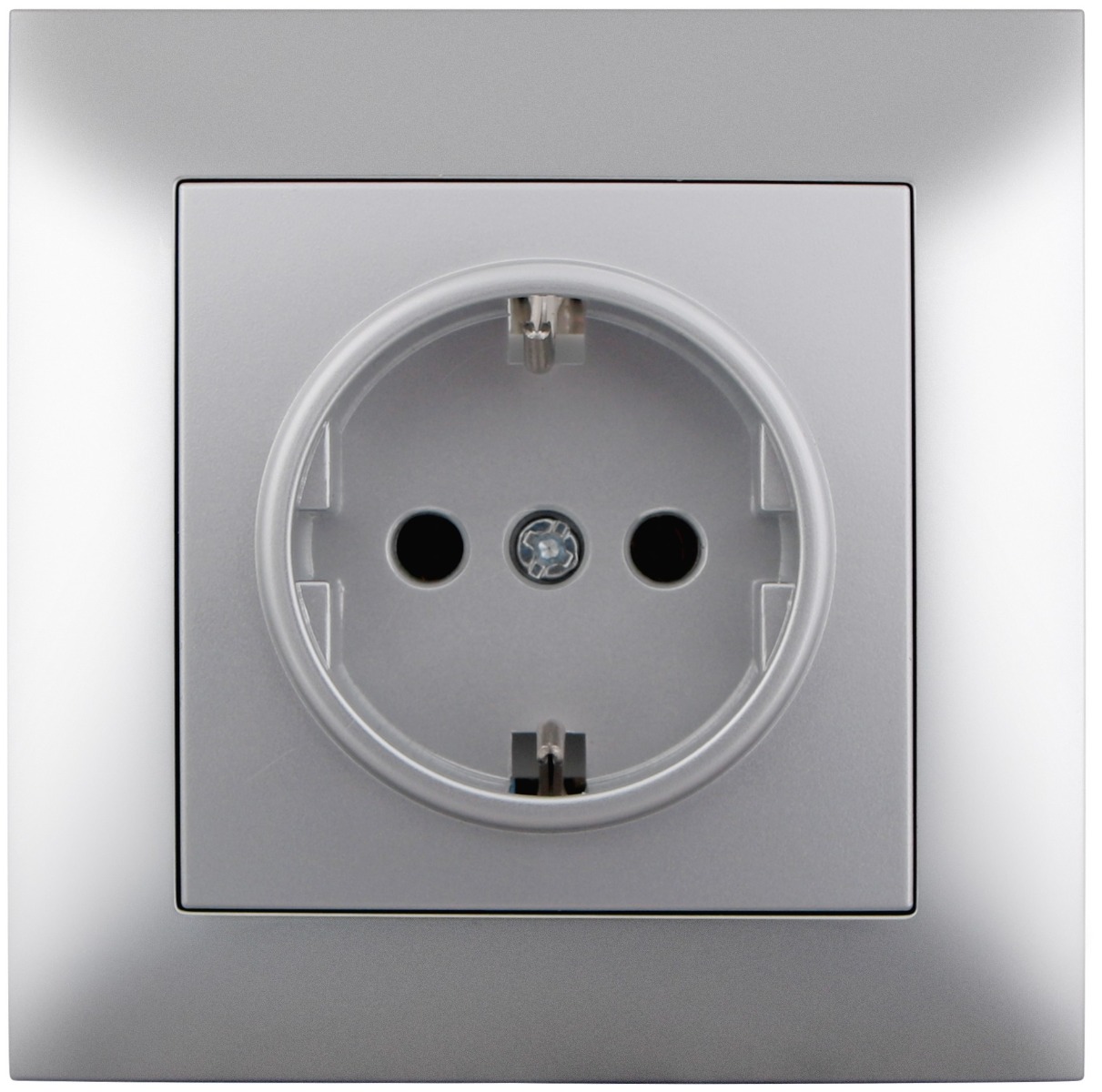 erws1e-arn-s_entac-arnold-sullyesztheto-fali-aljzat-foldelt-ezust Entac Arnold Recessed wall socket earthed Silver - Image 1