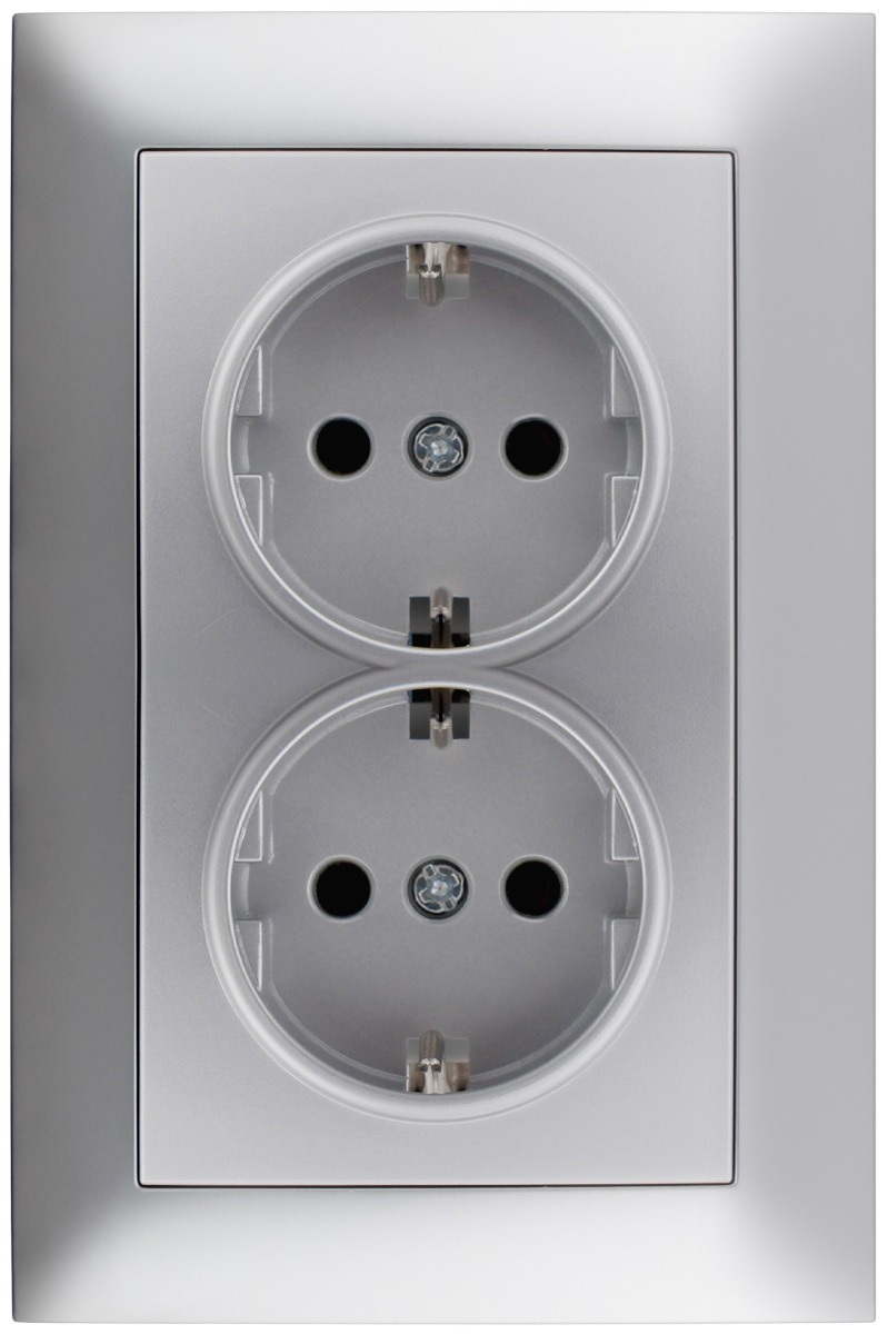 erws2e-arn-s_entac-arnold-sullyesztheto-fali-aljzat-2x-foldelt-ezust Entac Arnold Recessed wall socket 2x earthed Silver - Image 1