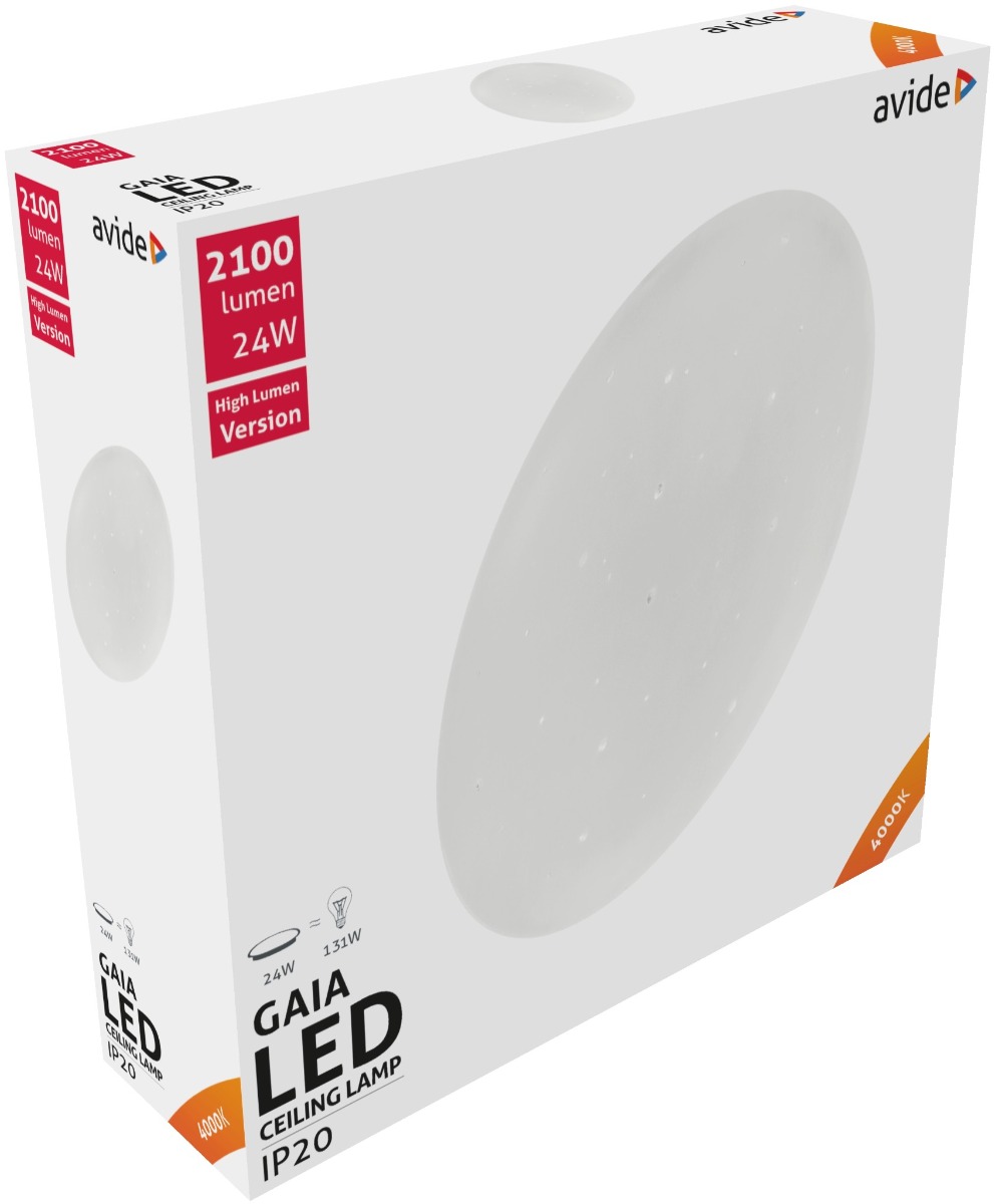 ga4 Avide LED Μοντέρνα Πλαφονιέρα Οροφής Gaia 24W 380*105.0mm Λευκό 4000K - Image 1