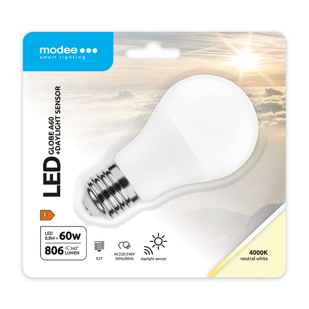 media-1679067448560 Modee Σφαιρική Λάμπα Smart LED A60 με Αισθητήρα DL 8.8W E27 270° 4000K (806 lumen) - Image 1