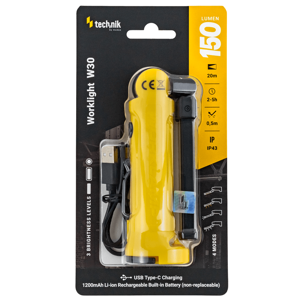 media-1718193706175 Technik Φακός Χειρός W30 με Ενσωματωμένη Μπαταρία 2000mAh COB και 1x2835 LED (150 lumen) - Image 1