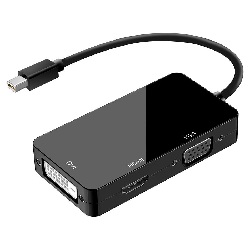 mini-displayport-male-to-female-hdmi-vga-dvi-adapter-cable-black_1 ATC Μετατροπέας MINI DP Αρσ. Σε HDMI/VGA/DVI Μαύρο - Image 1