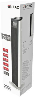 Entac Αερόθερμο Δαπέδου Πύργος Λευκό με LED Οθόνη 2000W 74cm - Image 4