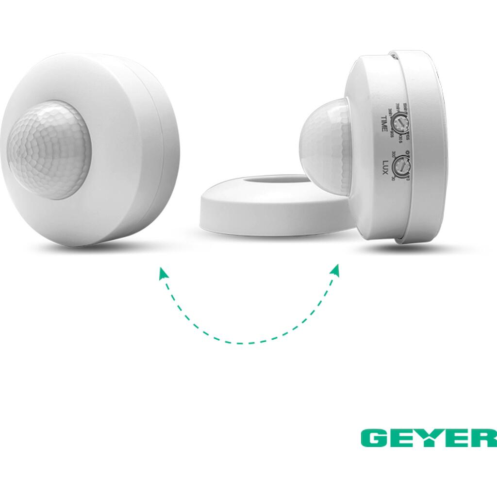 123380_3 Geyer Ανιχνευτής κίνησης οροφής IR 300W 360° 12m IP44 λευκός - Image 1