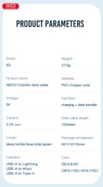 XO NB212 2.1A USB Καλώδιο Φόρτισης για Micro Μαύρο - Image 7