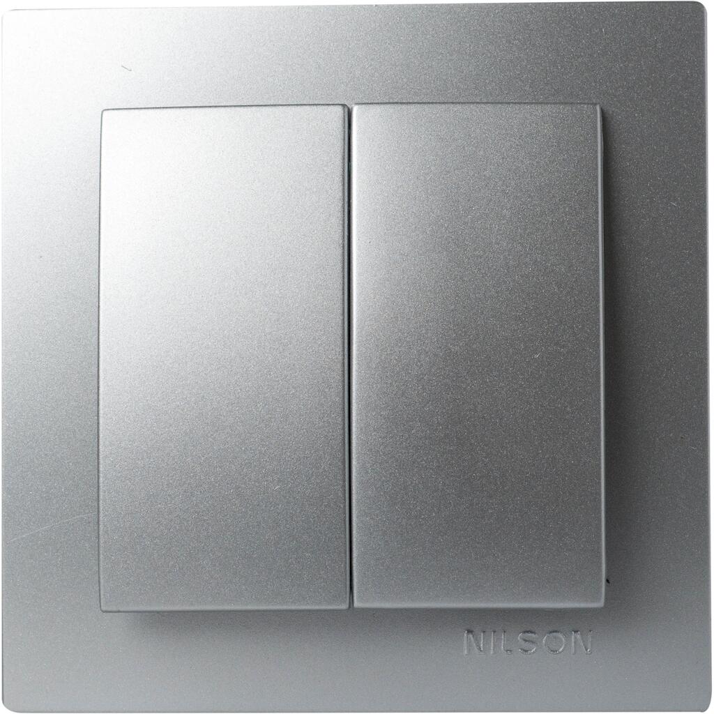 24131009_4 Geyer Ασημί διακόπτης Α/Ρ διπλός - Image 1