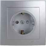 Geyer Ασημί πρίζα σούκο με προστασία