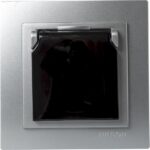 Geyer Ασημί πρίζα σούκο με προστασία και καπάκι