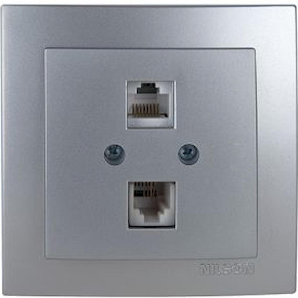 24131049_4 Geyer Ασημί πρίζα δικτύου RJ45-CAT6-RJ11 - Image 1