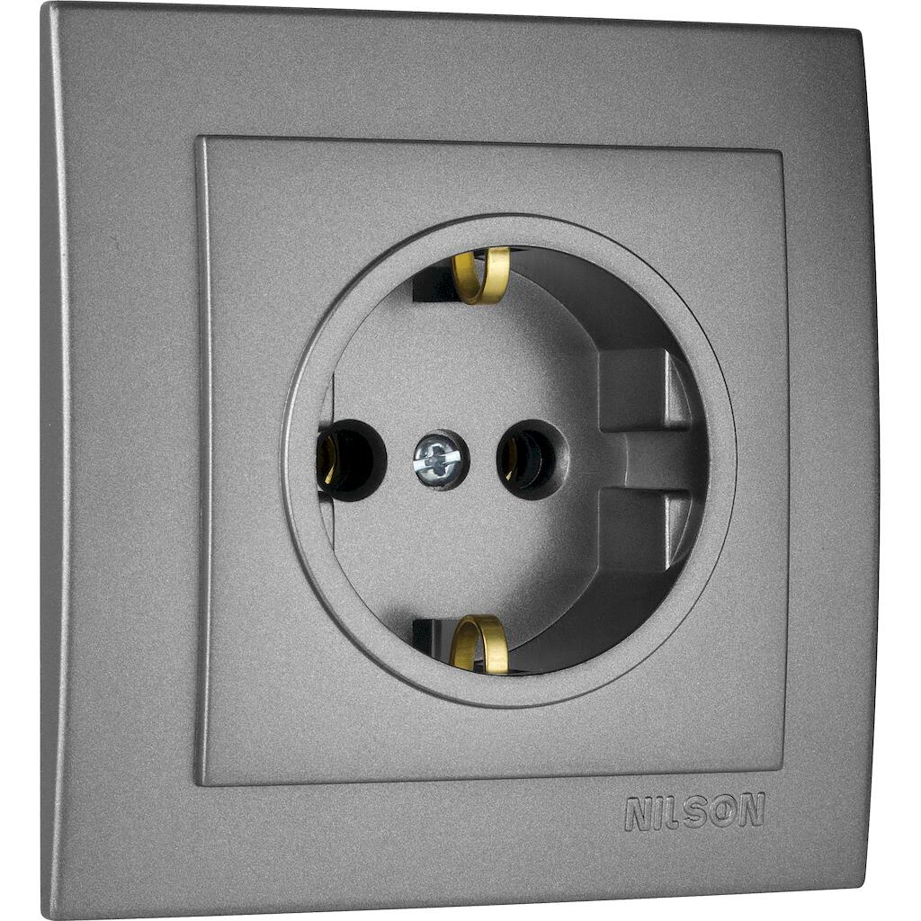 24161019_2 Geyer Ανθρακί πρίζα σούκο με προστασία - Image 1