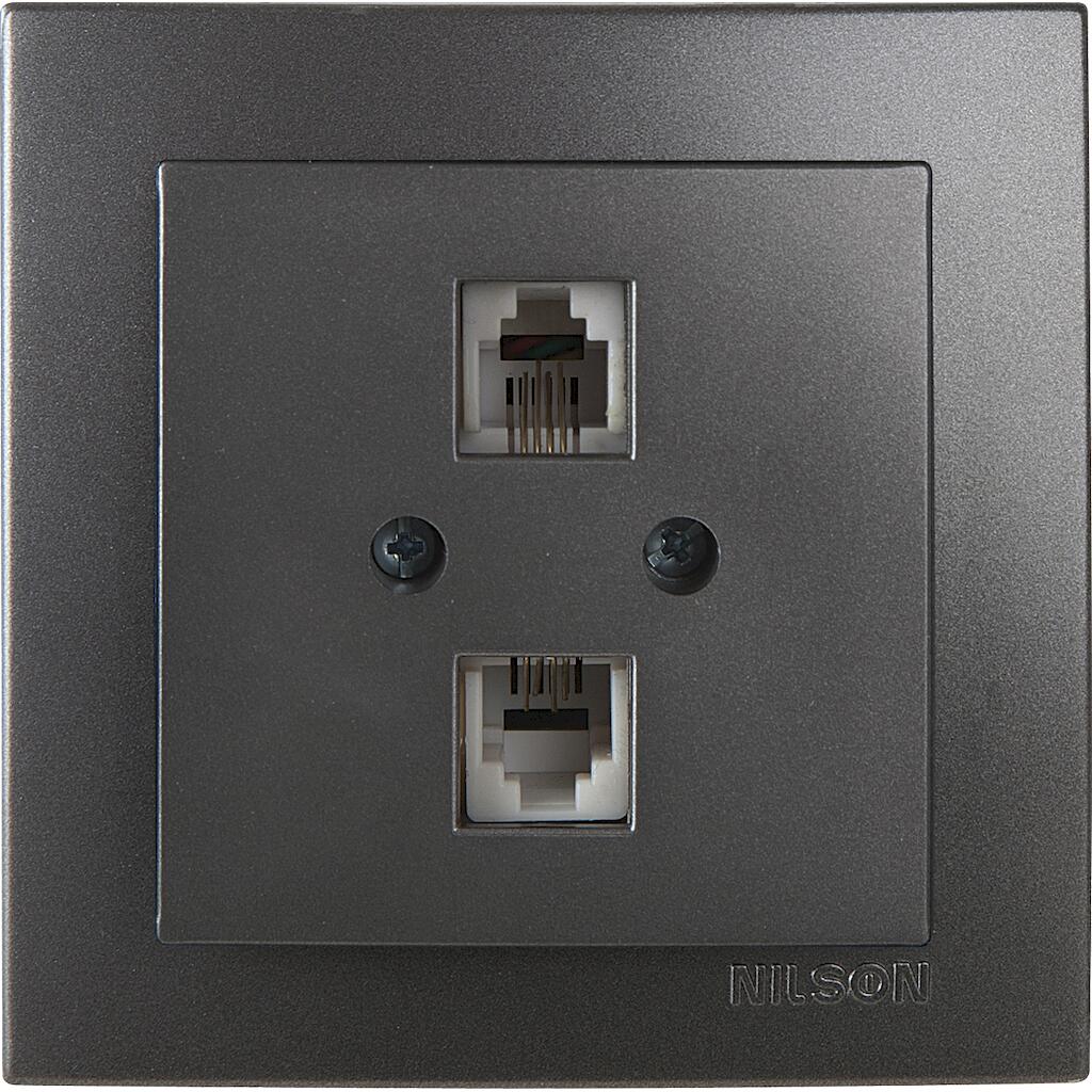 24161041_4 Geyer Ανθρακί πρίζα τηλεφώνου διπλή - Image 1