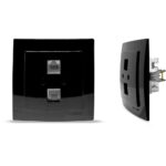 Geyer Μαύρη πρίζα δικτύου CAT5 διπλή - Image 3