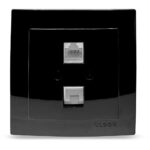 Geyer Μαύρη πρίζα δικτύου CAT5 διπλή - Image 2