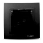 Geyer Μαύρη ματ πρίζα σούκο με προστασία και καπάκι - Image 3