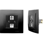Geyer Μαύρη ματ πρίζα τηλεφώνου διπλή