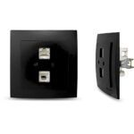 Geyer Μαύρη ματ πρίζα δικτύου CAT6 διπλή - Image 3