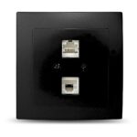 Geyer Μαύρη ματ πρίζα δικτύου CAT6 διπλή - Image 2