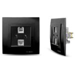 Geyer Μαύρη ματ πρίζα δικτύου RJ45-CAT5-RJ11