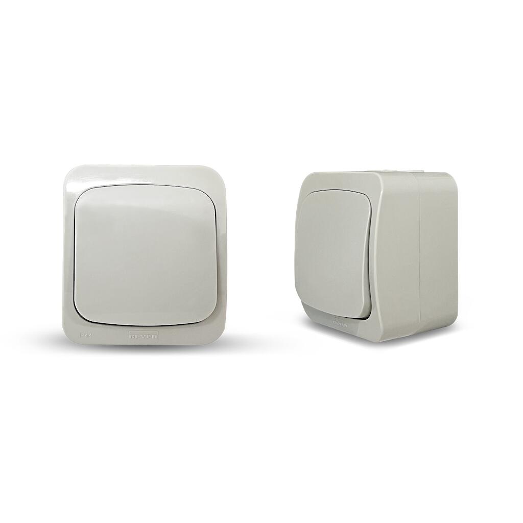 3611GH_2 Geyer Επίτοιχος διακόπτης απλός IP44 γκρι - Image 1