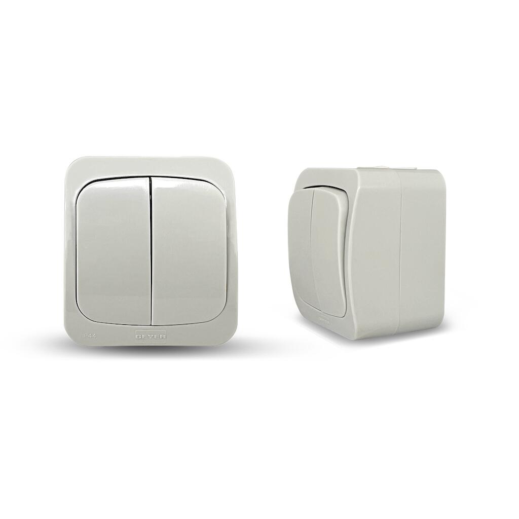 3612GH_2 Geyer Επίτοιχος διακόπτης Κ/Ρ IP44 γκρι - Image 1