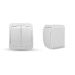 Geyer Επίτοιχος διακόπτης διπλός Α/Ρ IP44 λευκός