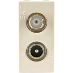 Geyer Πρίζα TV-SAT διελεύσεως 1 θέσης Ιβουάρ 10db 2 εξόδων